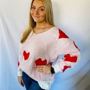Follow Your Heart White & Red Valentines Sweater
